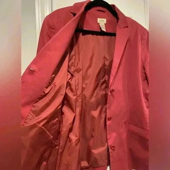 L.L. Bean VTG Y2K Rose Pink Cotton Lined Button Blazer Pea Coat Pockets Size 12 - Picture 7 of 12